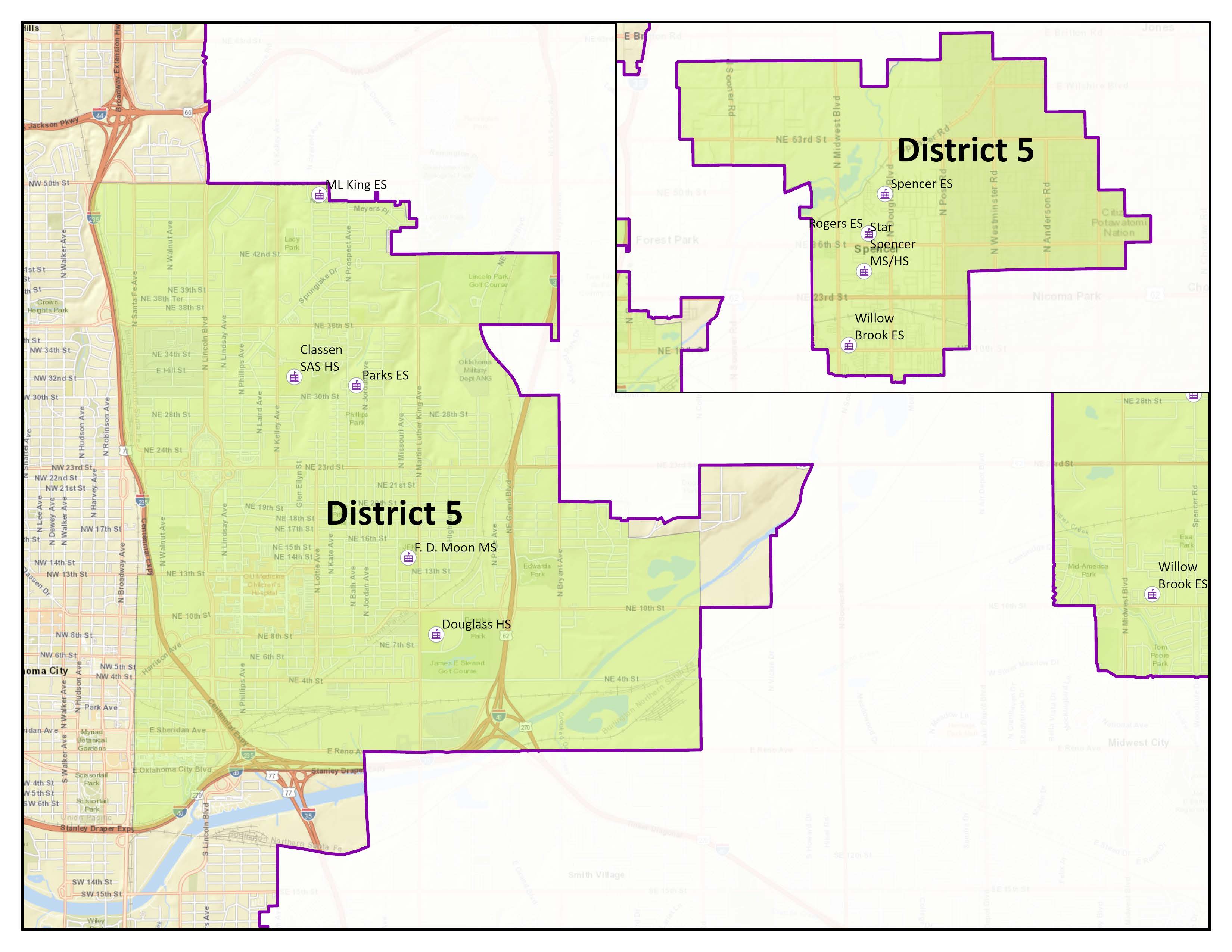 Map of OKCPS BOE Election District 5